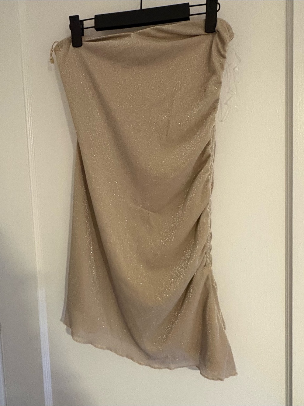 Sparkle Ruched Midi Dress in Gold